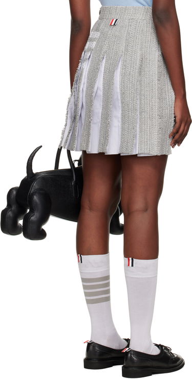 Nederdel Thom Browne Thom Browne Classic Pleated 4-Bar Miniskirt Grå | FGC724T-F0512, 2