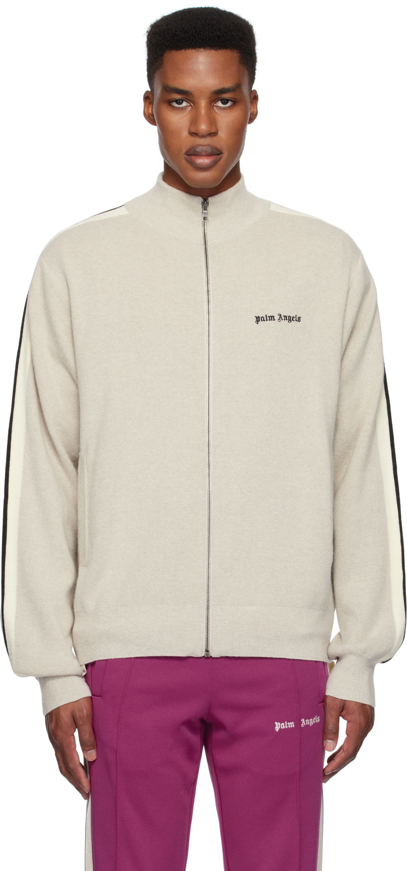 Træningsdragt Palm Angels Track Jacket Beige | PMHA028F24KNI0016110