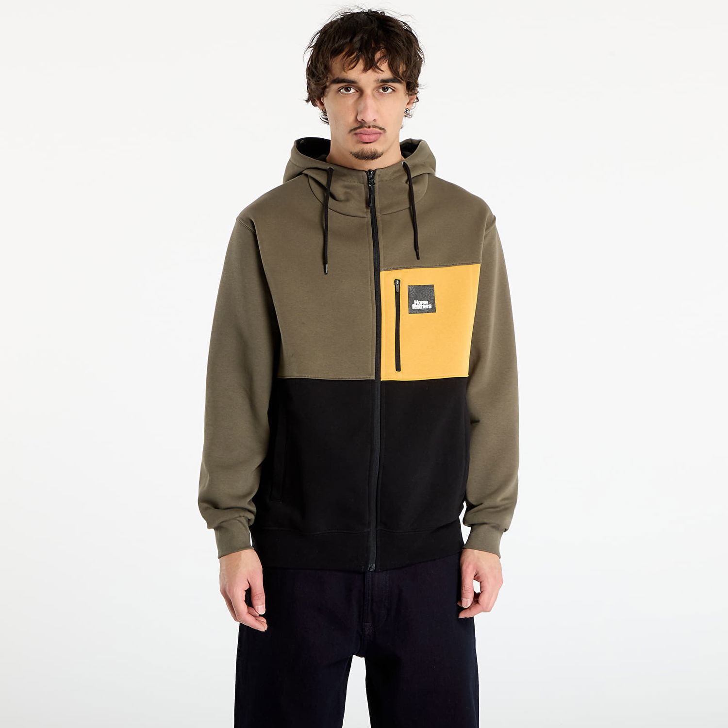 Sweatshirt Horsefeathers Vick Full-Zip Colorblock Hoodie with Chest Pocket Flerfarvet | SM1321M, 0