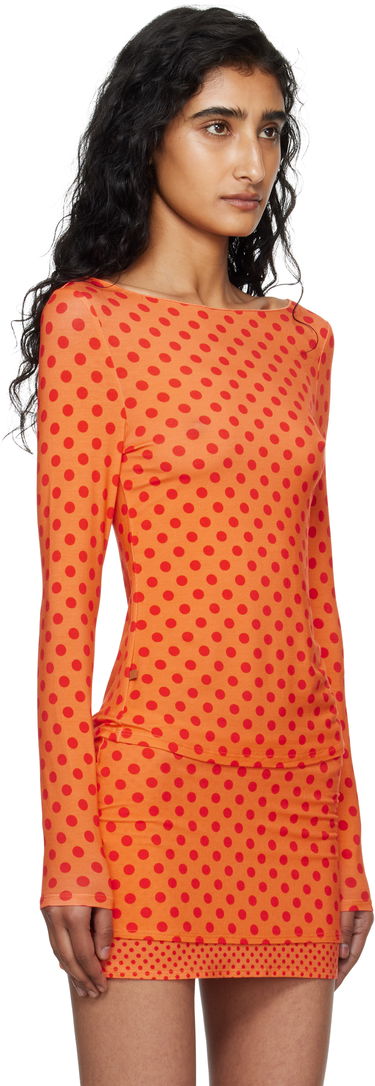 T-shirt Miaou Miaou Amelia Polka Dot Long Sleeve Top Orange | 7183LJBRRP, 1