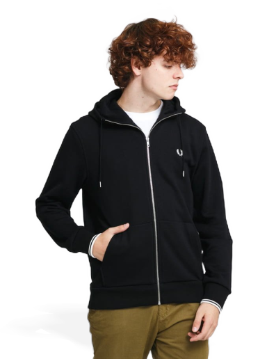 Sweatshirt Fred Perry Hooded Zip Trough Sweatshirt Sort | J7536 198