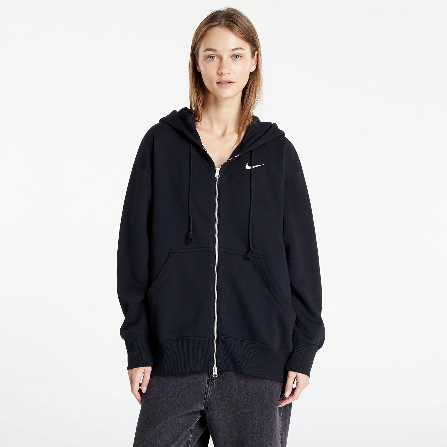 Sweatshirt Nike Phoenix Fleece Oversized Full-Zip Hoodie Sort | DQ5758-010, 0