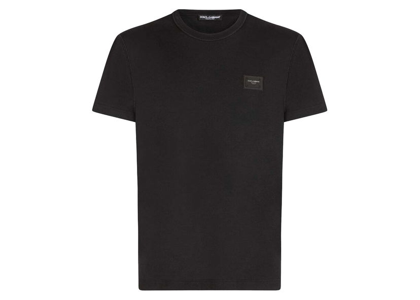 T-shirt Dolce & Gabbana Cotton Branded Plate T-shirt Black Sort | G8KJ9TFU7EQN0000