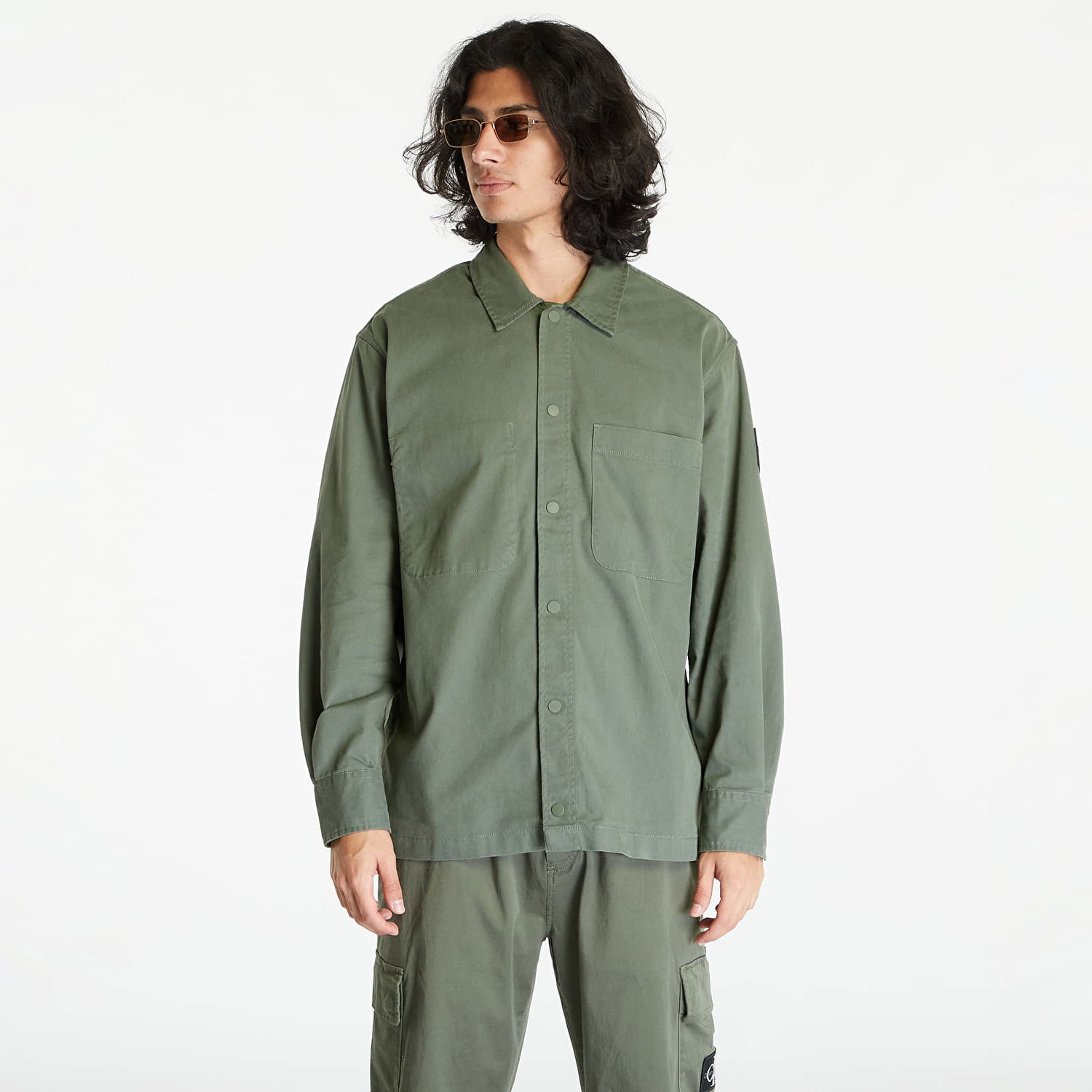 Skjorte CALVIN KLEIN Jeans Topstitch Woven Shirt Green Grøn | J30J323968 LLP, 0