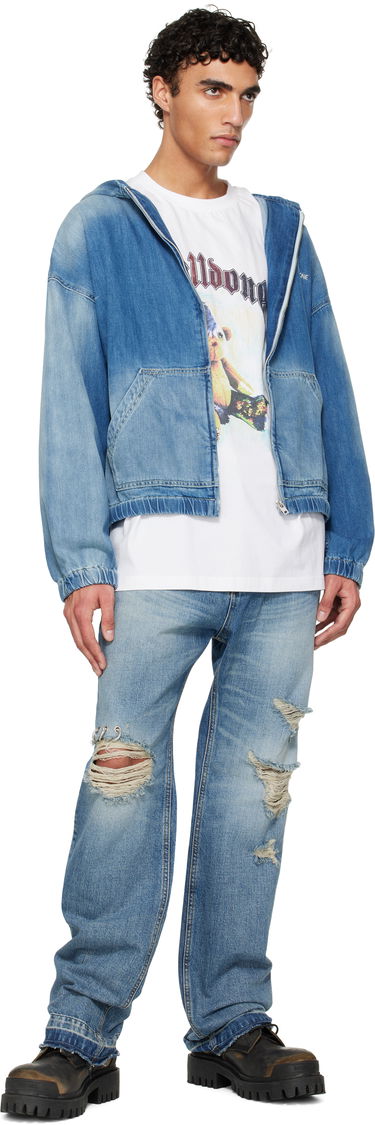 Jakke We11done We11done Zip-Up Denim Hoodie Blå | WD-DJ1-25-317-U-BL, 3