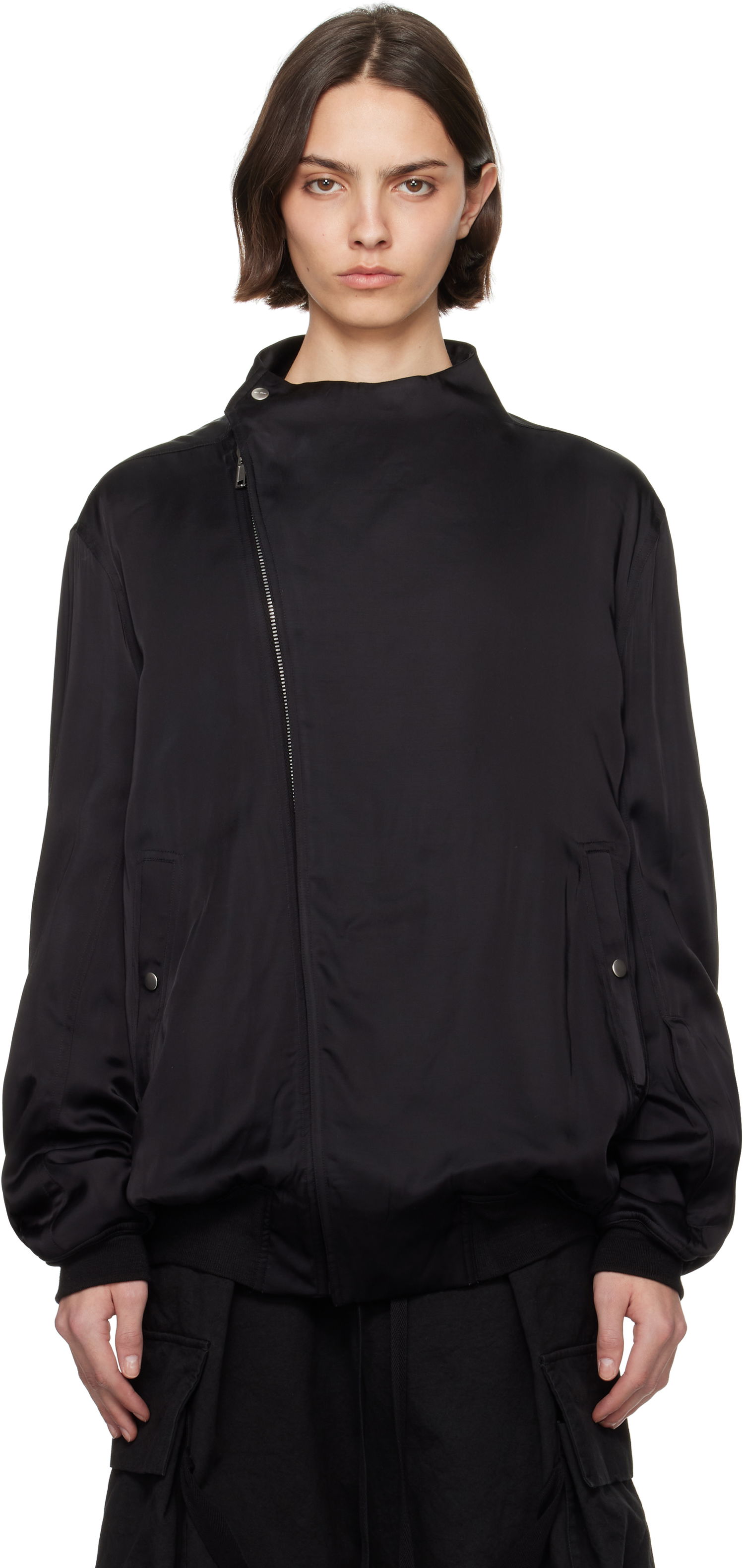 Bomberjakke Rick Owens Rick Owens Washed Charmeuse Anthem Bomber Jacket Sort | RO01E7785 SCH, 0