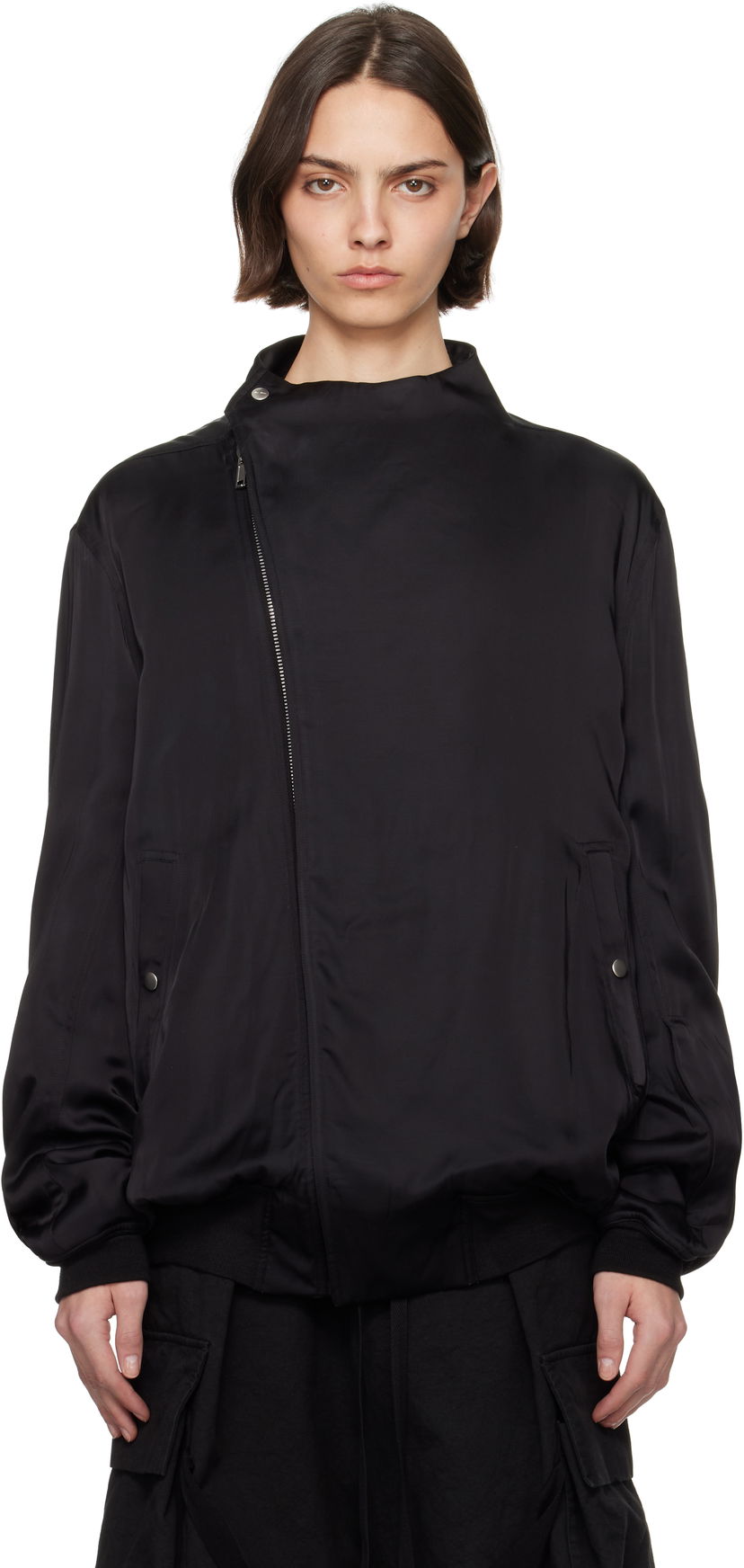 Bomberjakke Rick Owens Rick Owens Washed Charmeuse Anthem Bomber Jacket Sort | RO01E7785 SCH