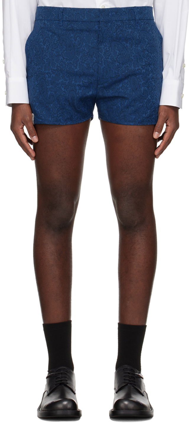 Shorts ADER ERROR Floral Print Tailored Shorts Blå | BN01SSBT0201BL