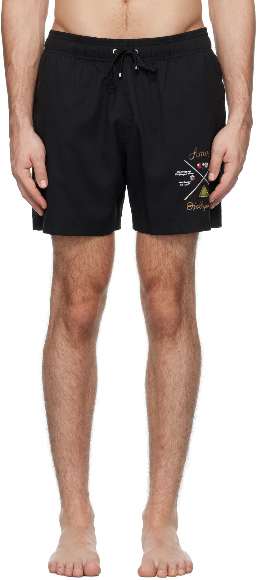 Badetøj AMIRI 'Pool Cue' Print Swim Shorts Sort | AMSWTK1026