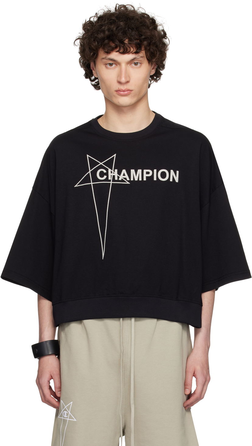 T-shirt Rick Owens Rick Owens Champion Edition Tommy Cropped T-Shirt Sort | CM01E1677 CHJG JERSEY
