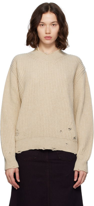 Sweater Maison Margiela MM6 Maison Margiela Distressed Wool Sweater Beige | S52HN0011 M13138, 0