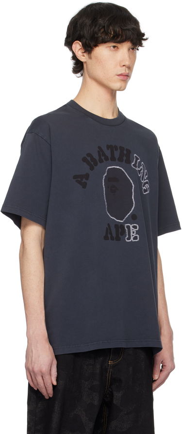 T-shirt BAPE Garment Dye College Relaxed Fit T-Shirt Blå | 001CSK801314M, 4