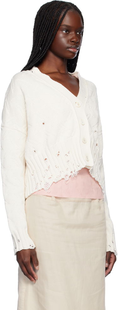 Sweater Marni Marni Distressed Cropped Cardigan Hvid | CDMD0403A0 UFC658, 1
