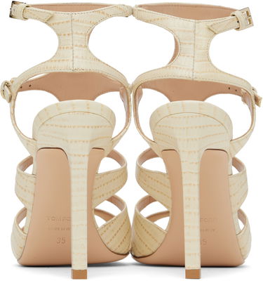Tilbehør Tom Ford TOM FORD Lizard Paradis Heeled Sandals Beige | W3613-LCL381P, 1