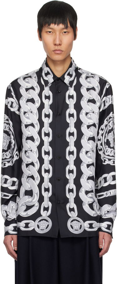 Skjorte Versace Versace Medusa Chains Silk Shirt Sort | 1019438_1A13397, 0