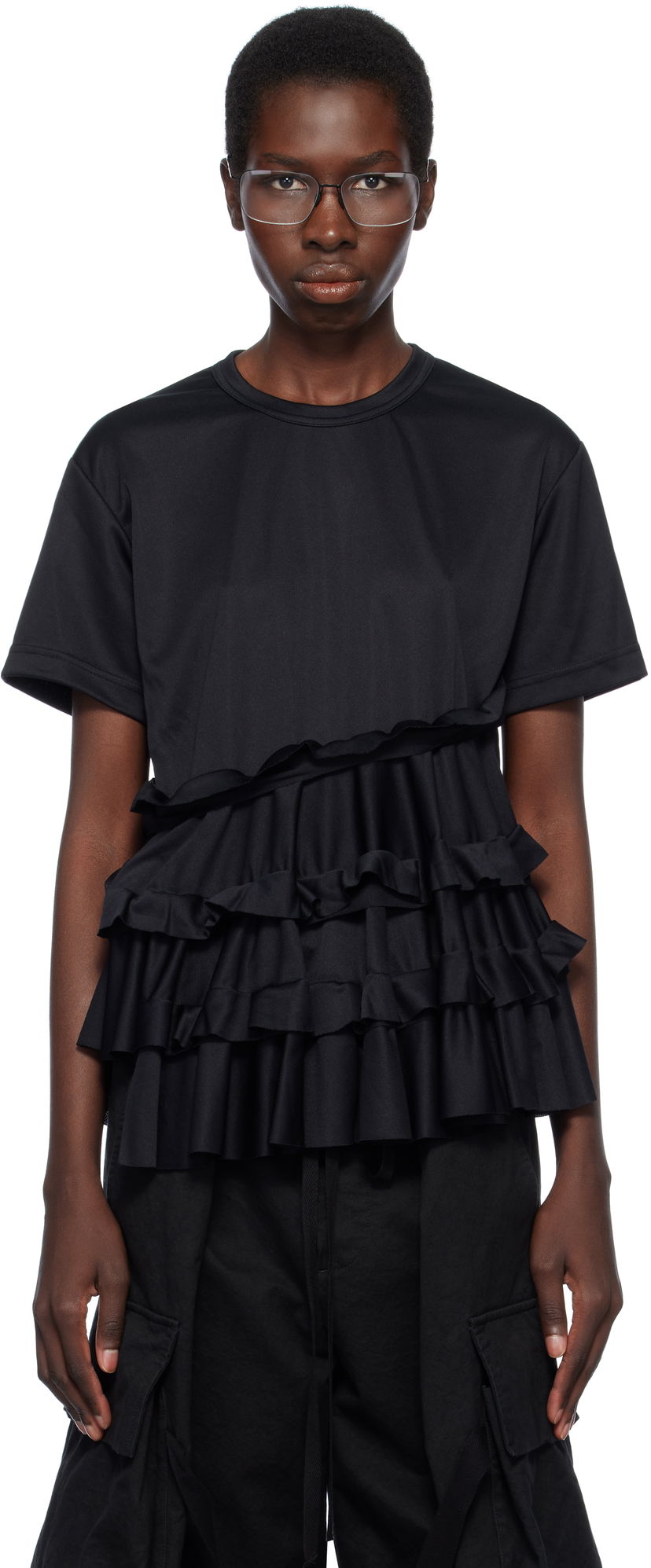 T-shirt Comme des Garçons Comme des Garçons T-Shirt with Ruffle Detail Sort | RO-T008-051-1