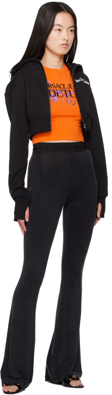 Sweatshirt Versace Versace Jeans Couture Embroidered Logo Crop Zip Hoodie Sort | E78HAIC08_ECF00C, 3