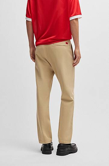 Bukser BOSS Slim Fit Regular Rise Cotton Twill Trousers Beige | 50533851, 1