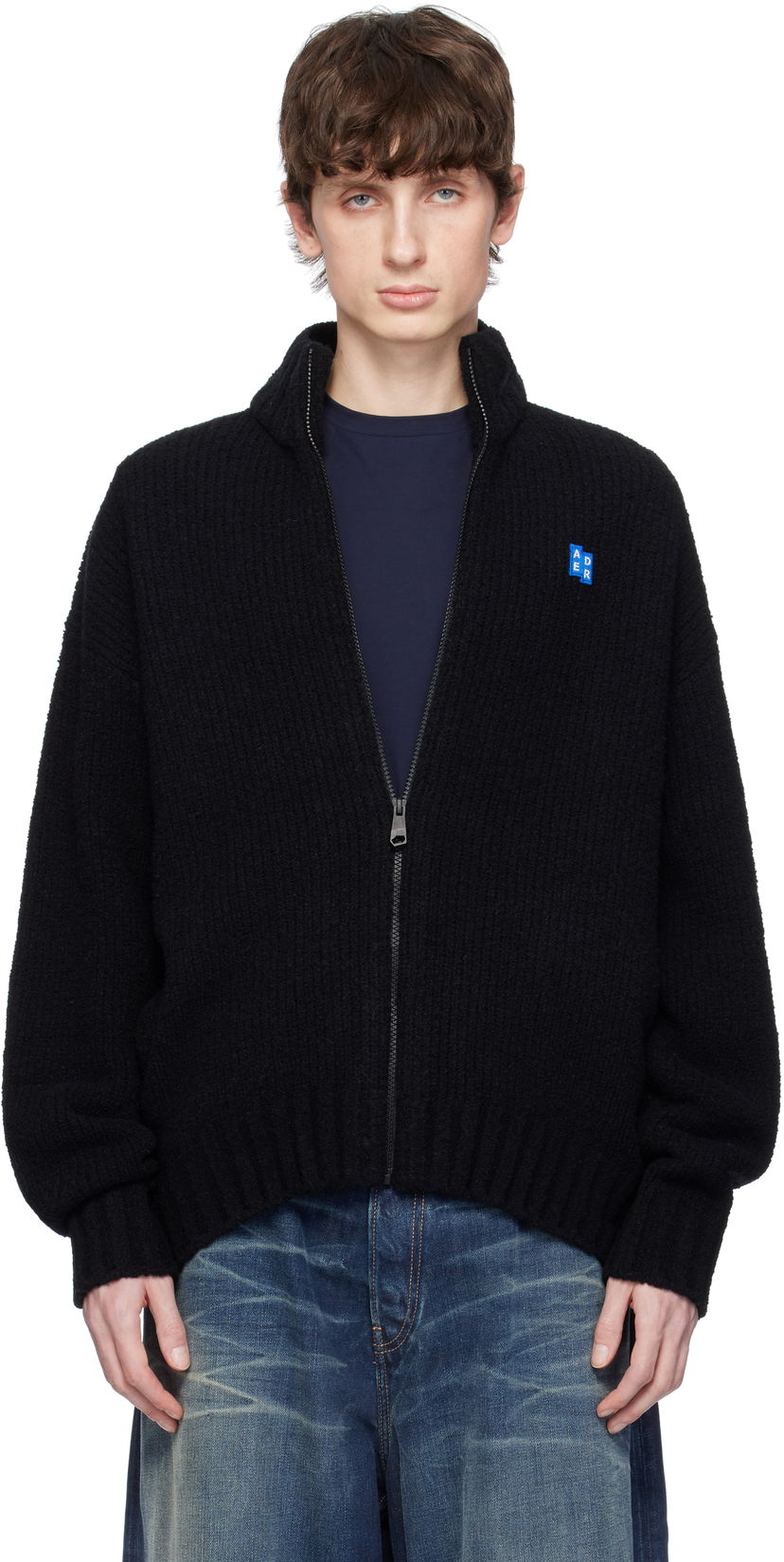 Sweater ADER ERROR ADER error Sig; TRS Tag Knit Zip-Up Track Jacket Sort | BO42FYKT0703BK