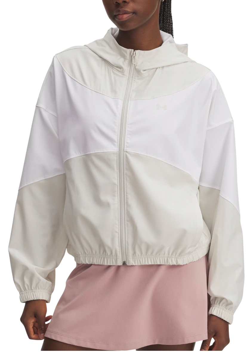 Vindjakke Under Armour Rival Color-Block Woven Hooded Full-Zip Jacket Hvid | 6004849-110