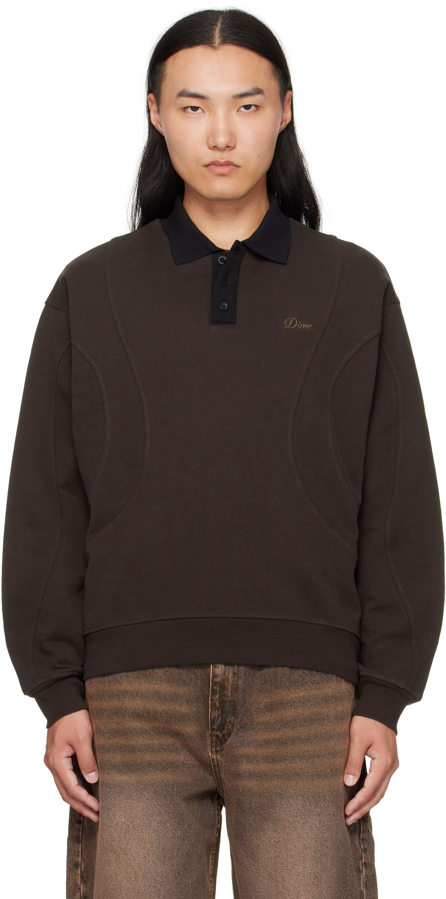 Polo skjorte Dime Dime Ruby French Terry Polo Brun | DIMEFA255BRW, 0