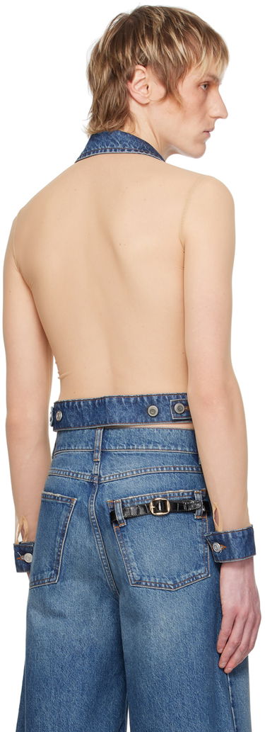 Crop top Coperni Coperni Illusion Denim Shirt Beige | COPT53569, 2