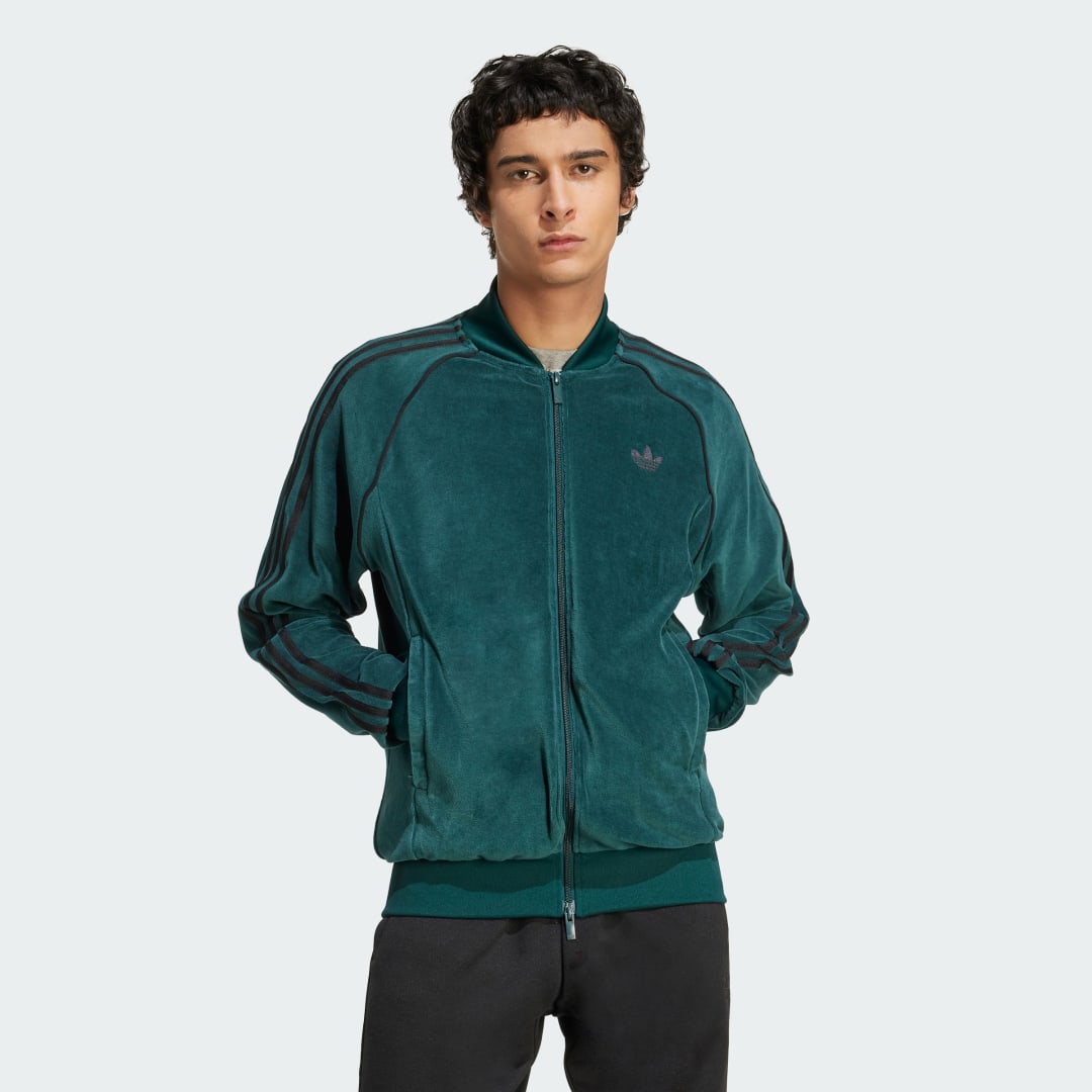 Bomberjakke adidas Performance Adicolor SST Velour Track Jacket Grøn | JX1564, 0