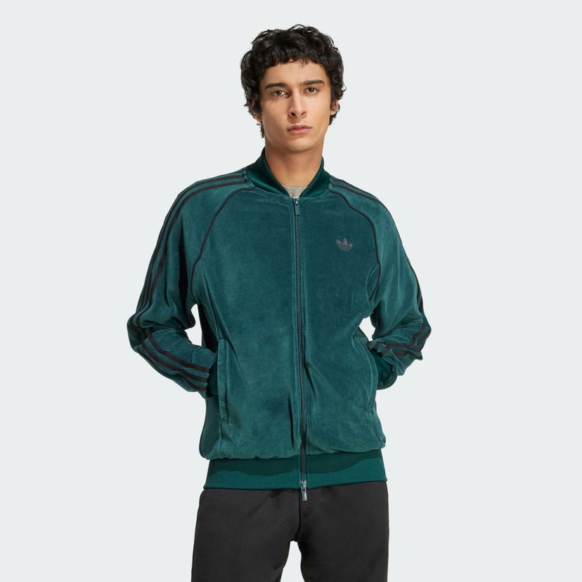 Bomberjakke adidas Performance Adicolor SST Velour Track Jacket Grøn | JX1564