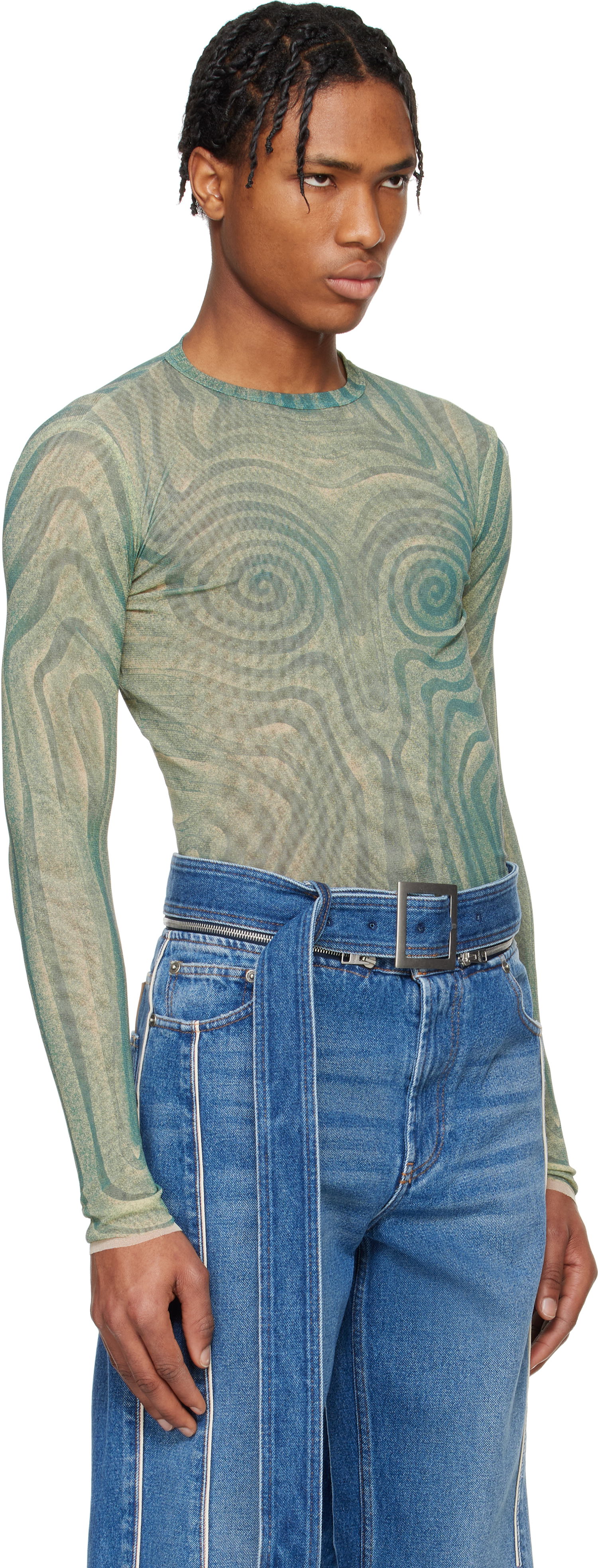 T-shirt Jean Paul Gaultier Jean Paul Gaultier Spirale Print T-Shirt Grøn | 25/34-F-TO270-T587-0351, 1