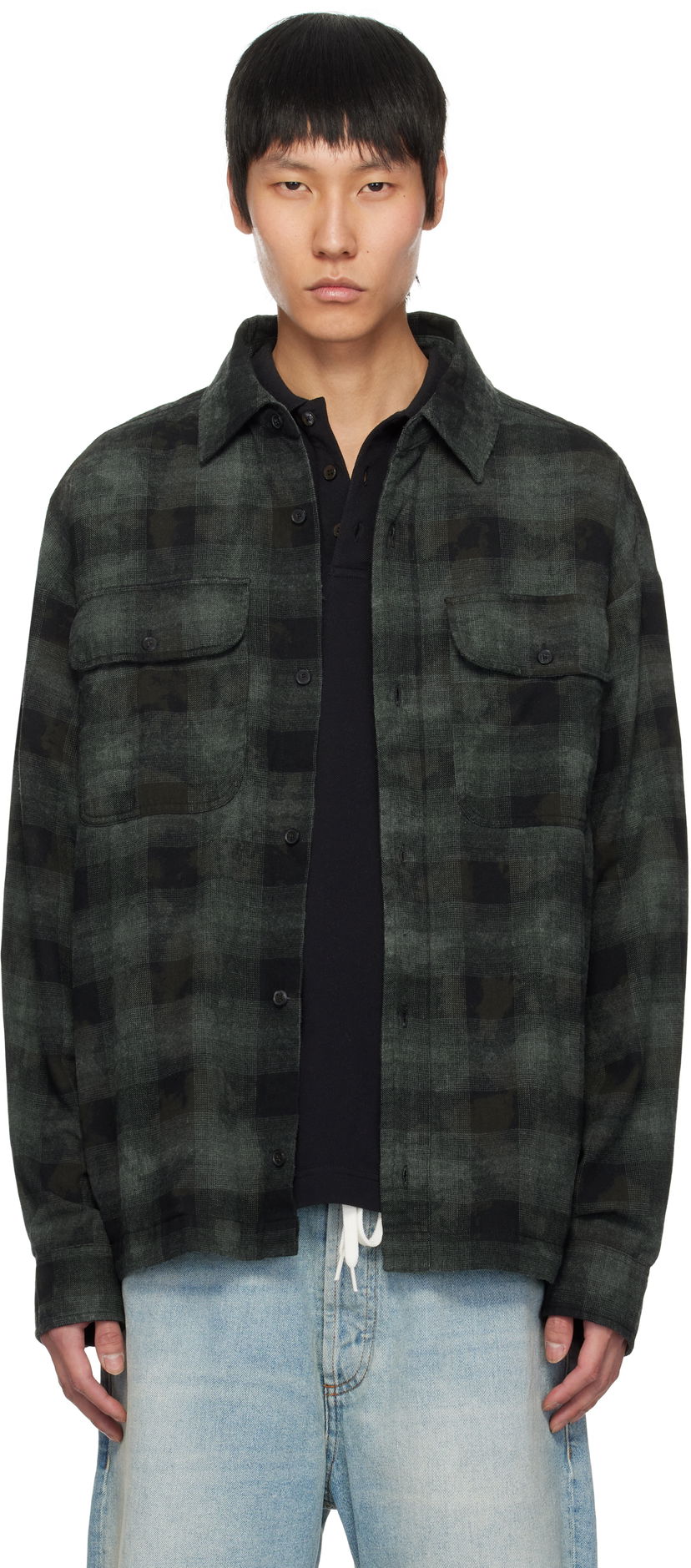 Skjorte Palm Angels Palm Angels Check Overshirt Grøn | PMGE043S25FAB0025603