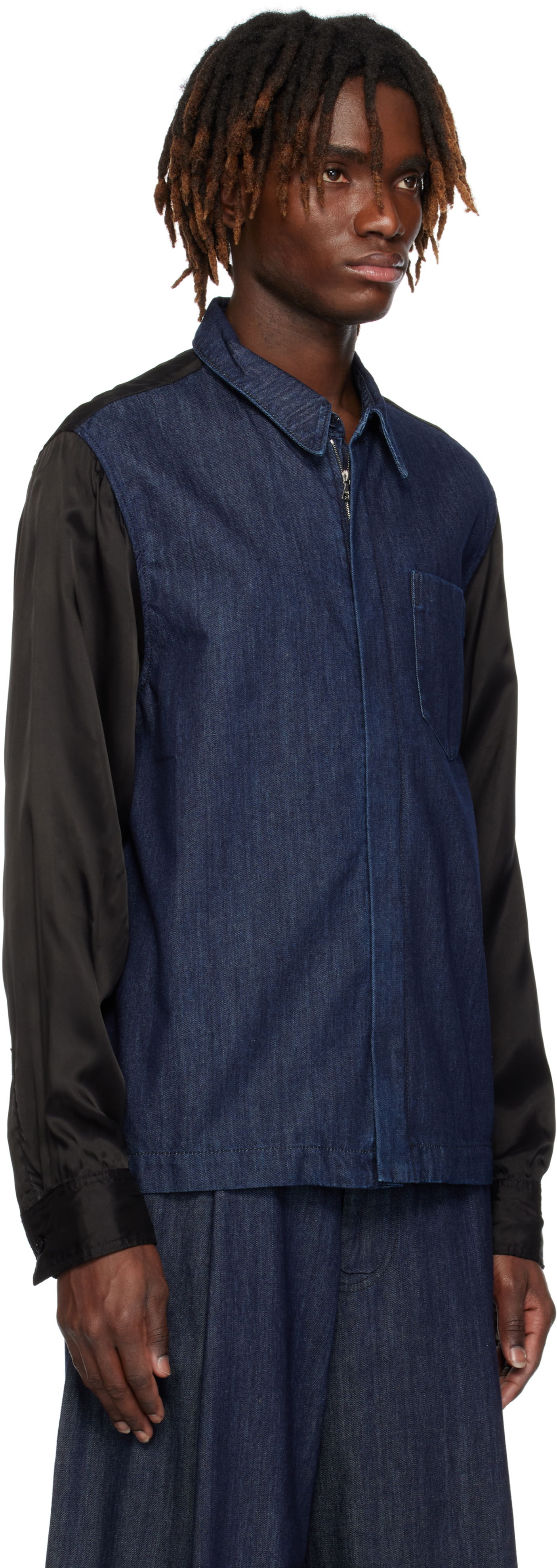 Skjorte Dries Van Noten Dries Van Noten Zip Denim Shirt Blå | 251-020725-1553, 1