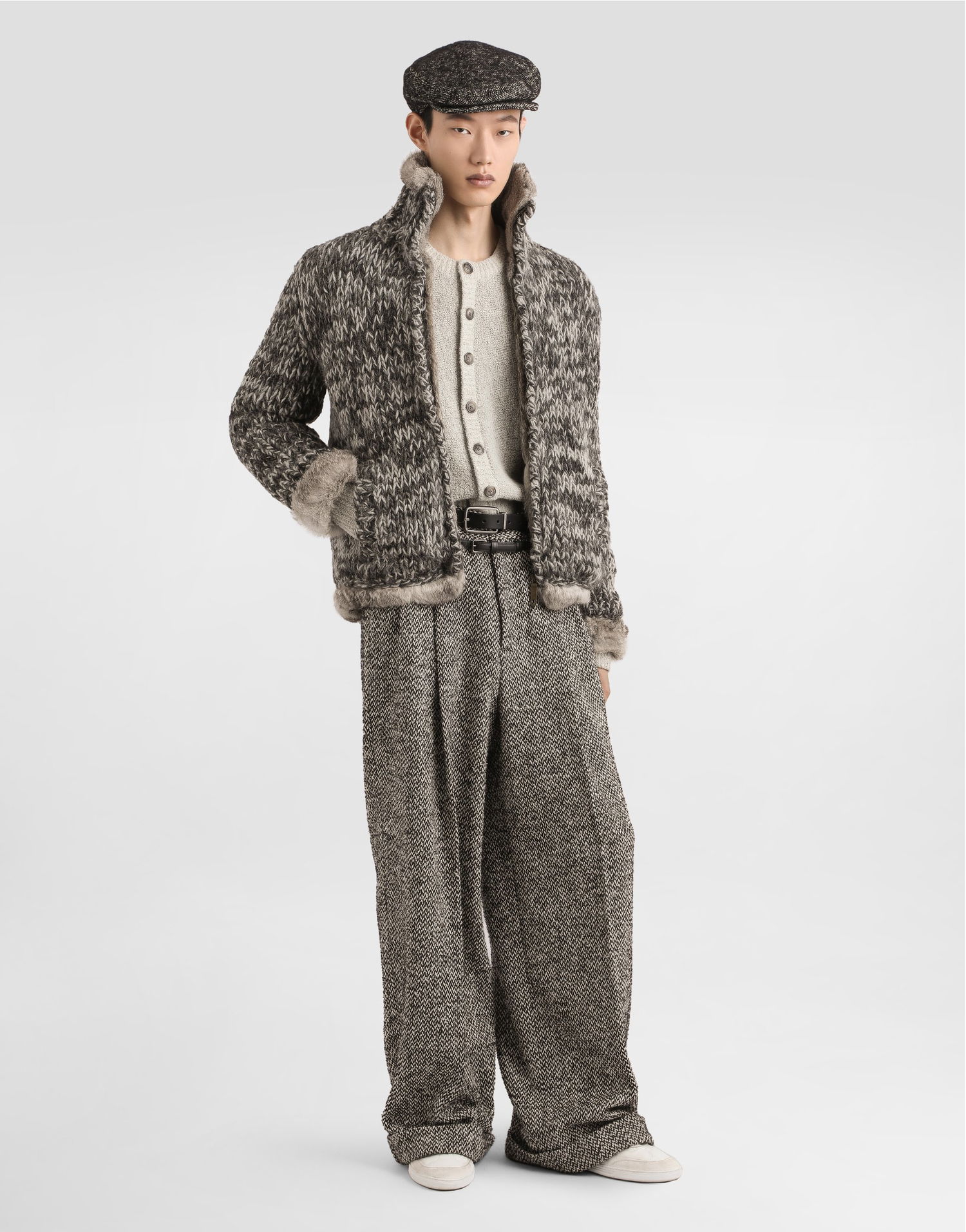 Bukser Dolce & Gabbana Dolce & Gabbana Wool Blend Dotted Cuffed Trousers Beige | GP16OTFMZAJS8030, 1