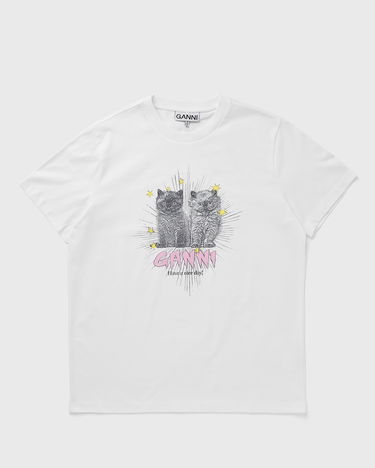 T-shirt GANNI Kittens Relaxed T-Shirt With Print Hvid | T4060-151, 0