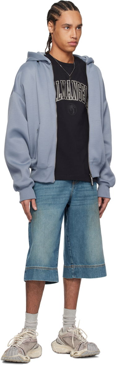 Sweatshirt Palm Angels Palm Angels Neoprene Zip-Up Hoodie Blå | PMEA292S25FAB0010909, 3