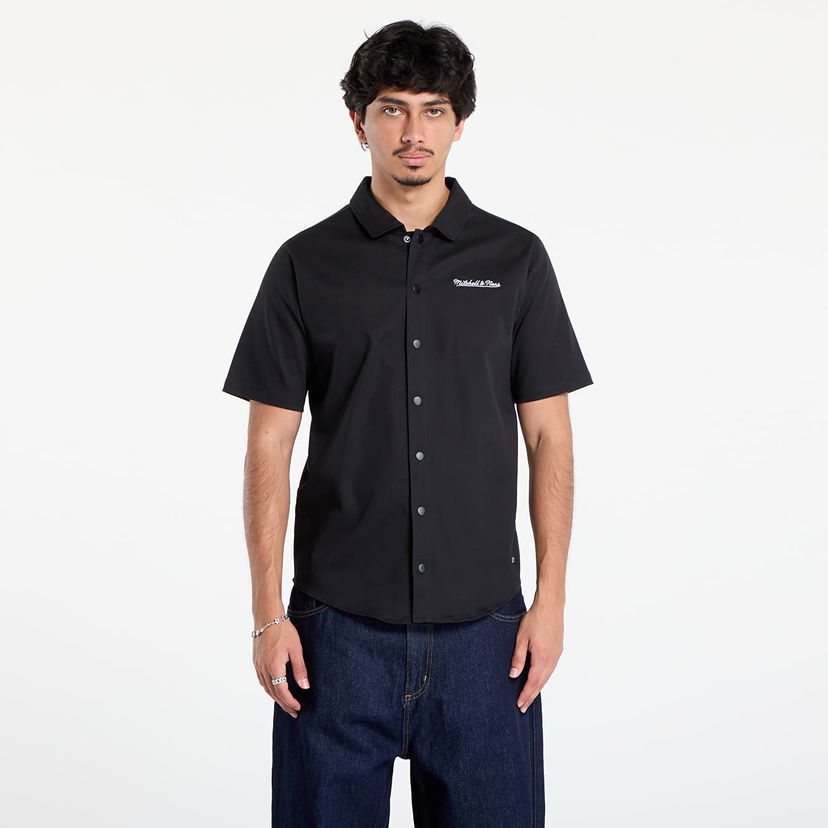 Skjorte Mitchell & Ness Mitchell & Ness Branded M&N SS Button Up Shirt Sort | TP9954-MNNBLCK