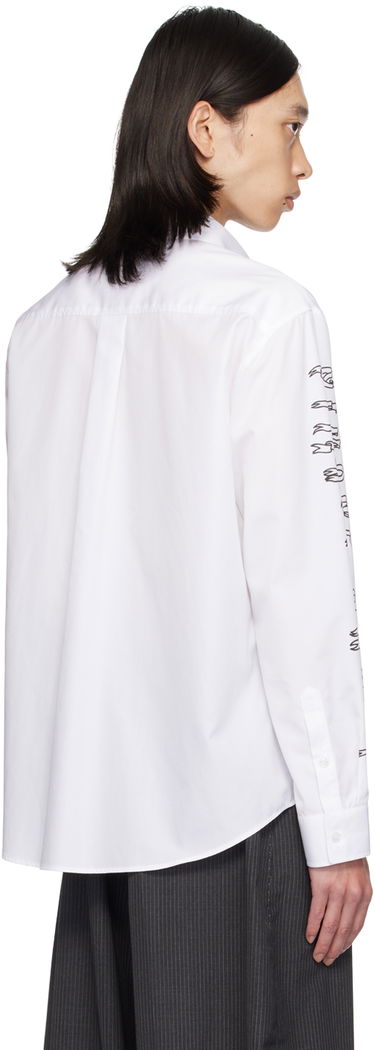 Skjorte Simone Rocha Simone Rocha Ribbon Logo Print Shirt Hvid | 5281P1921 1025, 2