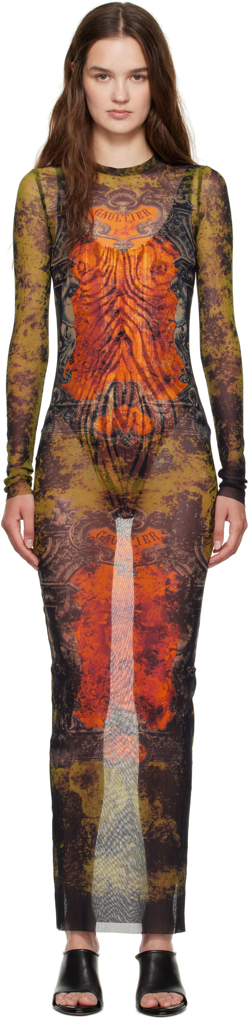 Kjole Jean Paul Gaultier Jean Paul Gaultier 'The Long Médaillon' Mesh Maxi Dress Flerfarvet | 25/03-W-DR023-M006P-004115