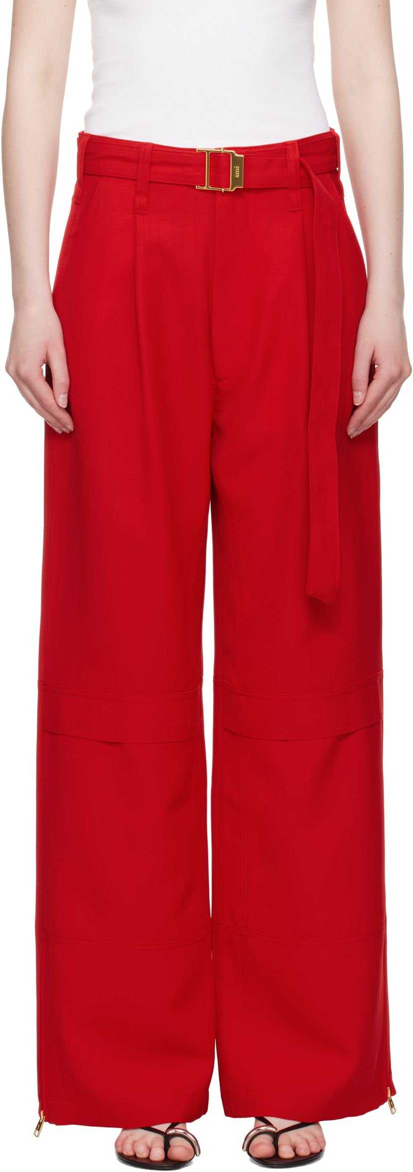 Bukser AMI AMI Paris Wool Cargo Pants Rød | FTR307.WV0068