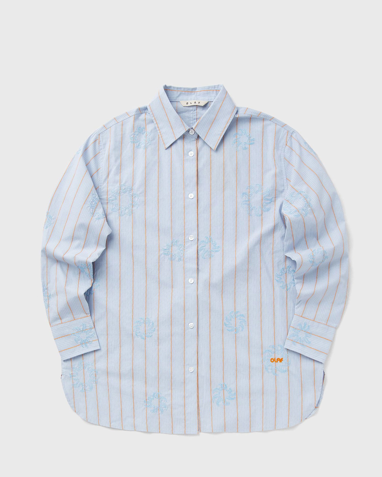 Skjorte ØLÅF Embroidered Sun Striped Shirt Blå | W210301-SURF-BLUE, 1