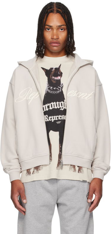 Sweatshirt Represent Clo Represent Script Logo Zip Hoodie Beige | MLM100025, 0