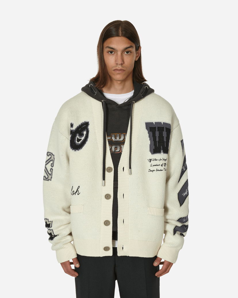 Sweater Off-White Moon Vars Knit Cardigan Beige Beige | OMHB019F23KNI002 6110
