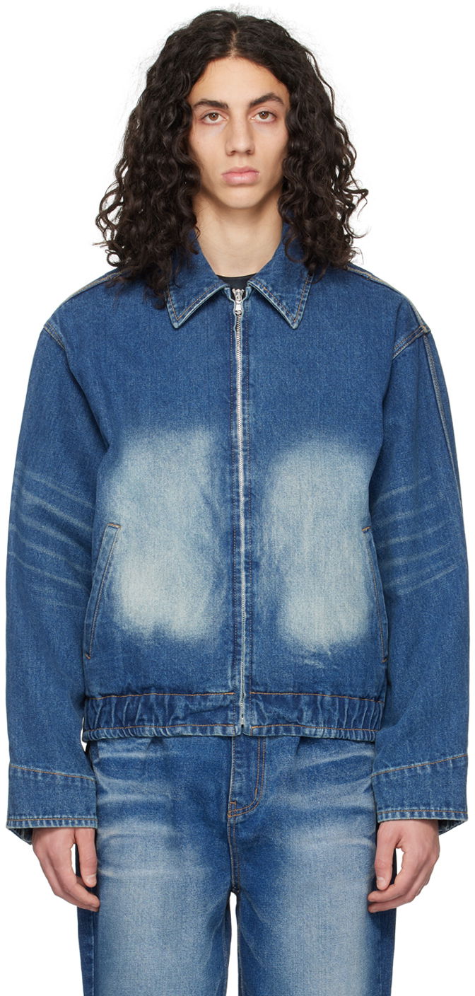 Bomberjakke We11done We11done Faded Denim Jacket Blå | WD-DJ1-23-329-U-BL