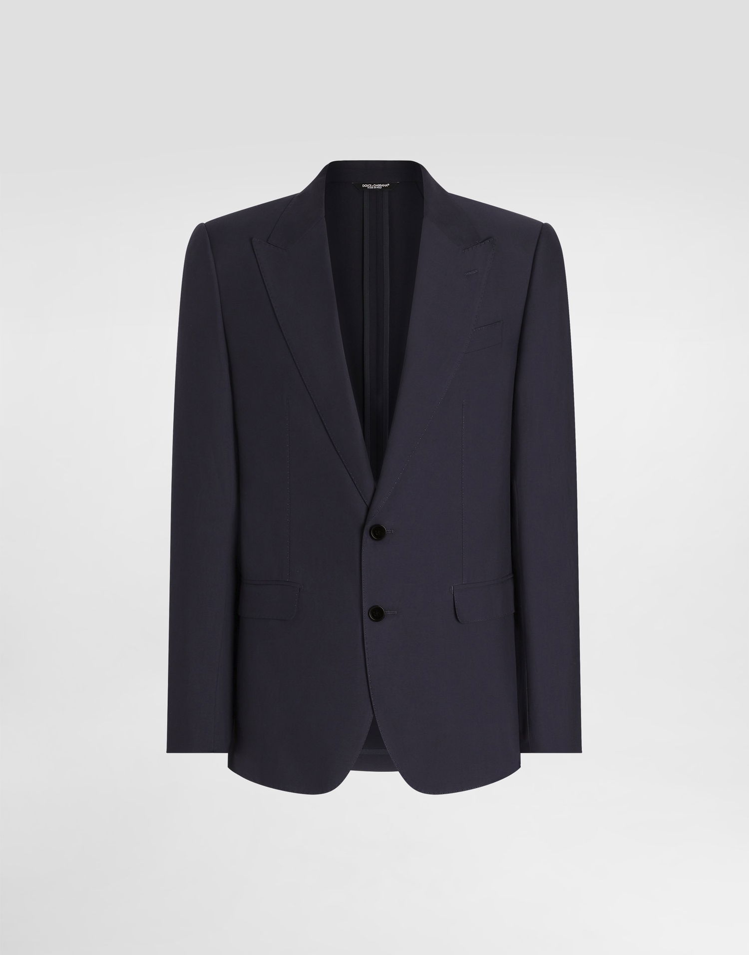 Jakke Dolce & Gabbana Dolce & Gabbana Taormina Single-Breasted Silk-Blend Gabardine Jacket Mørkeblå | G2NW0TFUTAXB3681, 0