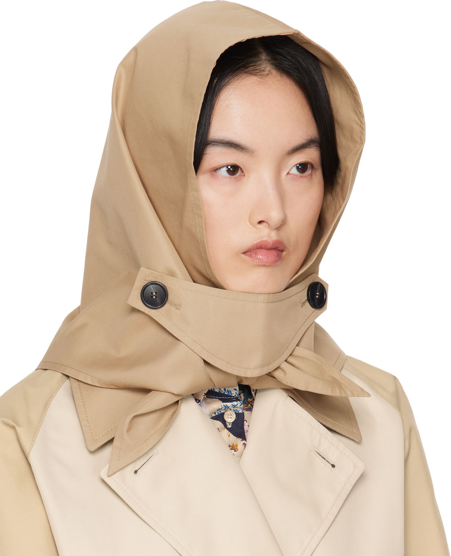 Tørklæde Max Mara Weekend Max Mara Spiga Cotton Hood Beige | 2515571074600, 1