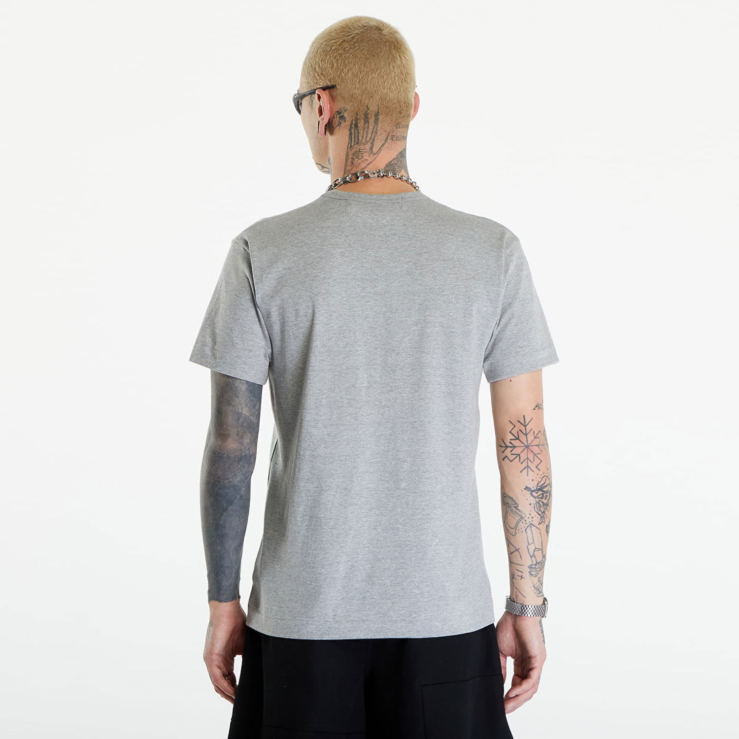 T-shirt Comme des Garçons PLAY Short Sleeve Logo Print T-Shirt UNISEX Grey Grå | AXT337 grey, 1