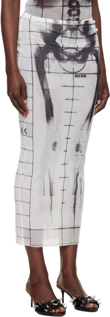 Nederdel Jean Paul Gaultier Jean Paul Gaultier 'The Squeletor' Mesh Maxi Skirt Hvid | 25/33-F-JU144-T580-0100, 1