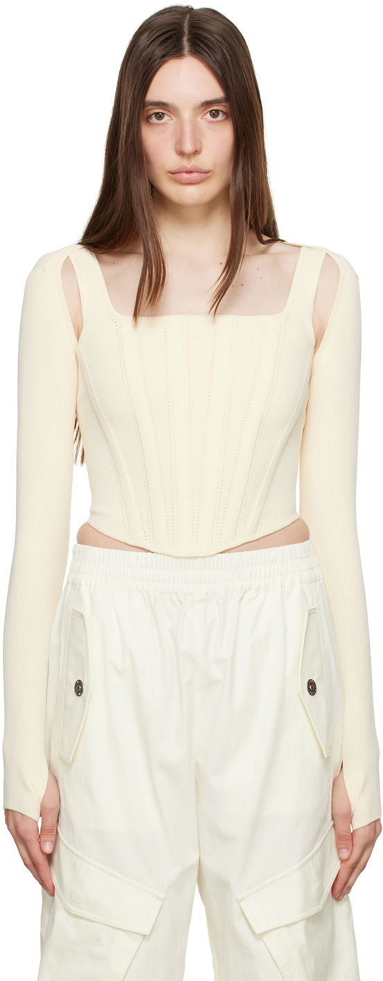 Tanktop Dion Lee Pointelle Knit Long Sleeve Top Hvid | A7460P23