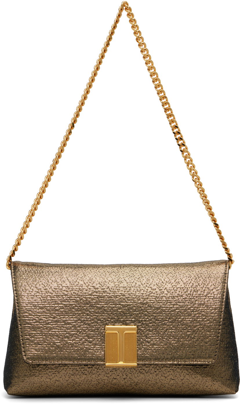 Håndtaske Tom Ford TOM FORD Nobile Mini Hammered-Effect Fabric Bag Metalisk | L1886-TSY054X