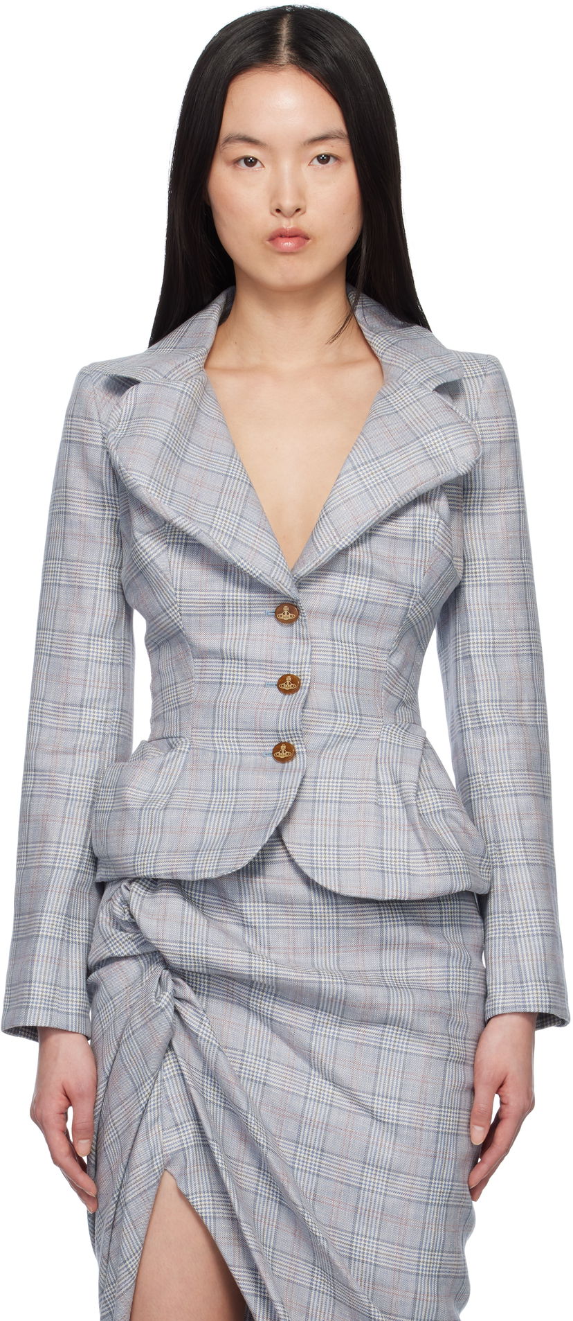 Træningsdragt Vivienne Westwood Vivienne Westwood Drunken Prince of Wales Check Blazer Blå | 1401007G-W013L-