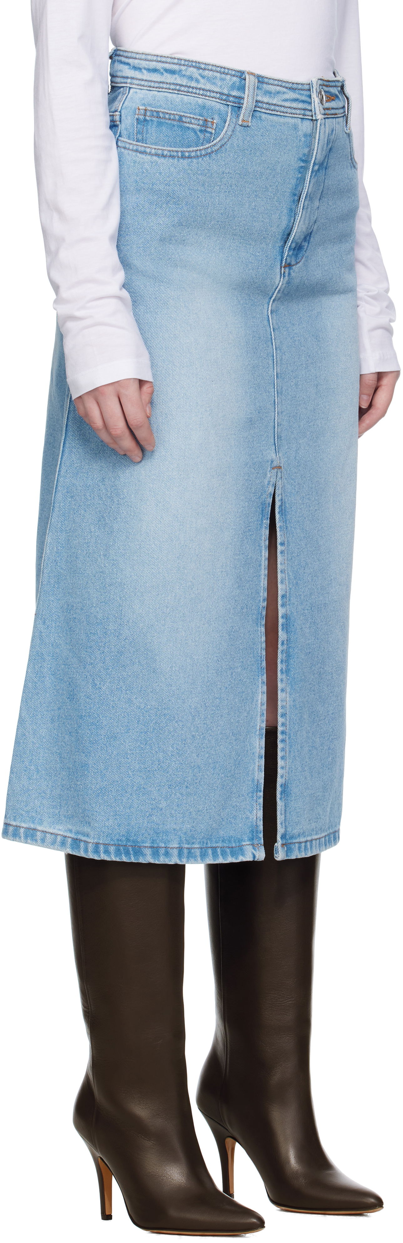 Nederdel A.P.C. A.P.C. Georgia Denim Midi Skirt Blå | COHIC-F06423, 1